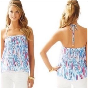 Lilly Pulitzer Tops Lilly Pulitzer Lei Lei Silk Halter Top Size XS